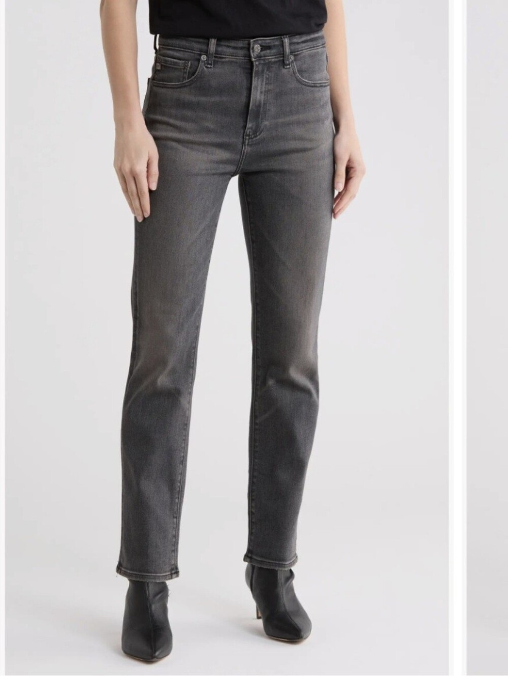 AG Adriano Goldschmied Saige High Rise Straight Leg Jeans Gray Size 27